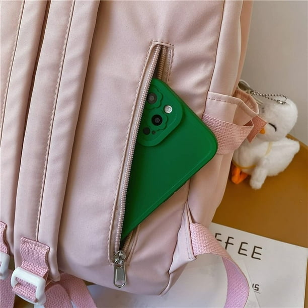 Cpdd Kawaii Contrasting Colors Backpack With Cute Animal Pendant Large Capacity Trendy Travel Bag Going Out Shopping Backpack Pink Pendant Pink