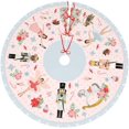 thumbnail image 1 of Pink Nutcracker Sweets 48" Christmas Tree Skirt, Large Tree Mat Base Cover for Xmas Festive Holiday Party Ornaments Decoration, 1 of 6