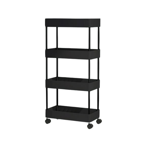 Fesfesfes Chariot de Rangement Mince à 4 Niveaux sur Roulettes Organisateur de Salle de Bain Chariot Utilitaire pour Lessive Unité d'Étagères Mobile Multiusage Cuisine Espaces Étroits