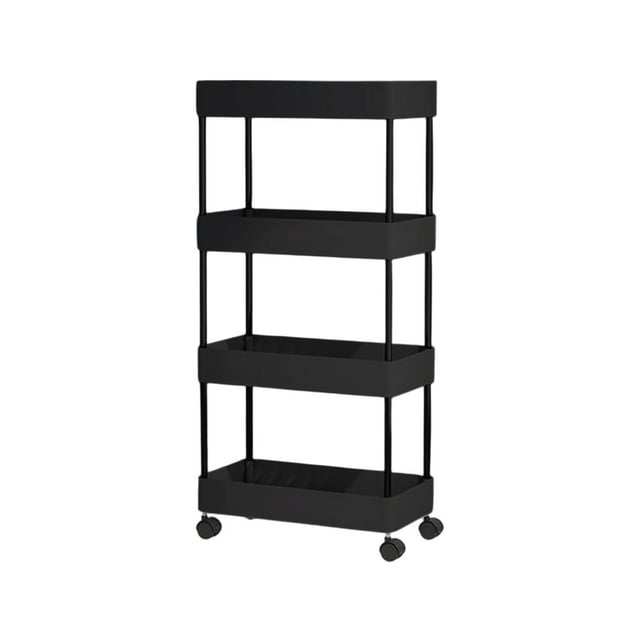 Kyursd Slim Rolling Storage Cart 4 Tier Bathroom Storage Organizer Laundry Room Utility Cart Mobile Shelving Unit Multi Purpose For Kitchen Bathroom Narrow Places