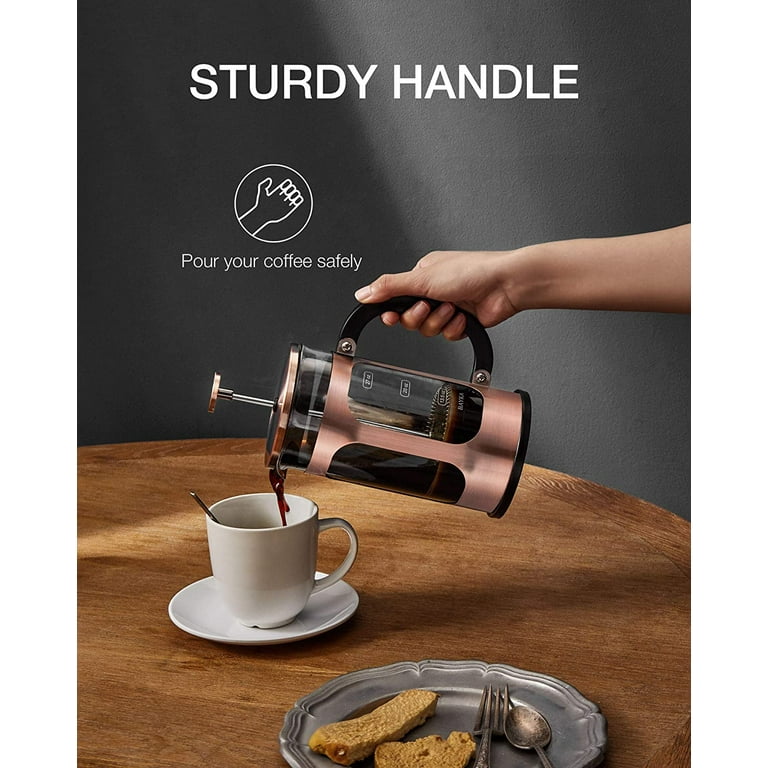 BAYKA 34 Ounce French Press Coffee Maker, User-Friendly, Glass