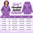 thumbnail image 6 of Girl's Zip up Hooded Rain Jackets, Drawstring Waist Long Sleeve Windbreaker, Lightweight Waterproof Rain Coat with Zip Pockets, 6-7 Years, 6 of 8
