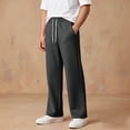 thumbnail image 2 of LRen Uniform Pants for Girls Wide Leg High Waisted with Pocket School Uniform Trousers Back To School Clothes for Teen Girls,GY1,7-8 Years, 2 of 7