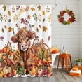 thumbnail image 2 of Scottish Highland Cattle Shower Curtain for Bathroom, Country Autumn Pumpkin Corn Waterproof Shower Curtains Washable Quick Dry with Hooks Bathtub Curtains 60x72 IN, 2 of 6