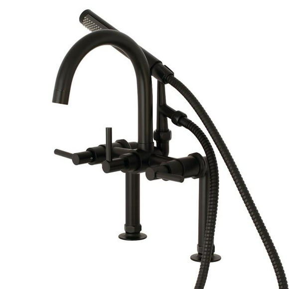 Aqua Vintage AE8100DL Deck Mount Tub Filler with Hand Shower, Matte Black - 4.69 x 6.94 x 9.31 in.