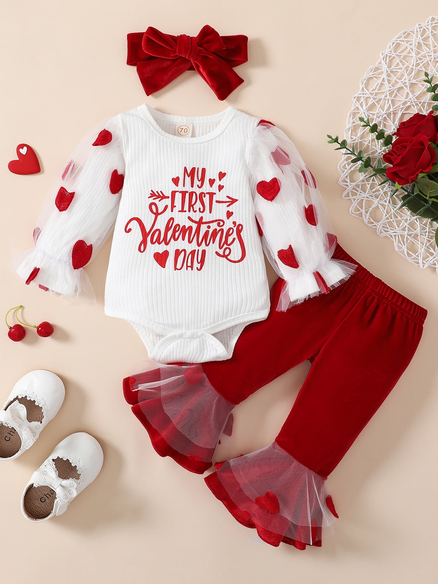 Toddler Baby Girl Valentine\'s Day Outfit Letter Print Long Sleeve ...