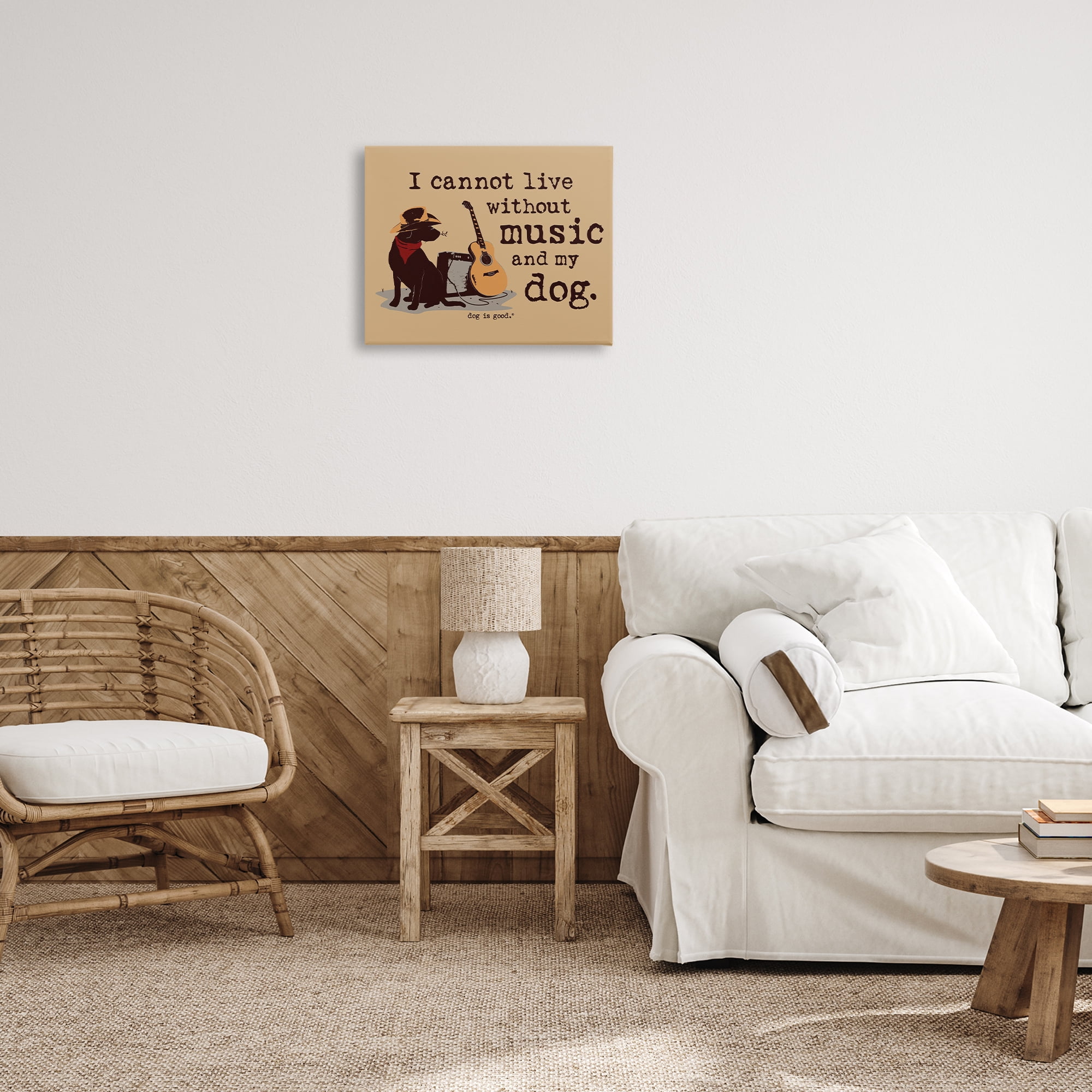 Stupell Industries Music & My Dog Animals Painting Wrapped Canvas Art Print Wall Art, 20 x 16