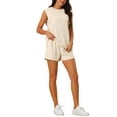 thumbnail image 4 of Conjunto de 2 piezas INSPIRE CHIC para mujer, set de punto elástico con top sin mangas y pantalones cortos, conjuntos de lounge M color albaricoque, 4 of 6