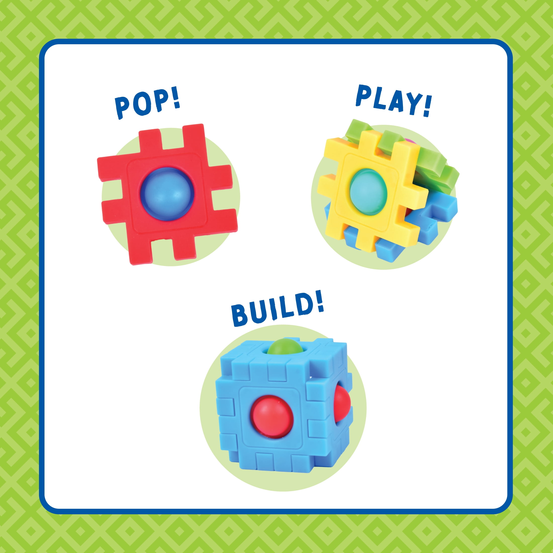 (3 pack) Best Brands 2-in-1 Fidgy Blocks Sensory Pop Play Building Toy for Ages 3+, 10 Count