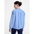 thumbnail image 4 of Scenario Women's and Women's Plus Ruffle Shoulder Top with Long Sleeves, Size XS-4X, 4 of 8