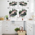 thumbnail image 3 of Watercolor Fish Kitchen Curtains Valances and Tiers Set of 3 Fishing Bass Tier Curtains and Valance with Rod Pocket for Small Windows, 27.5"x24", 3 of 9