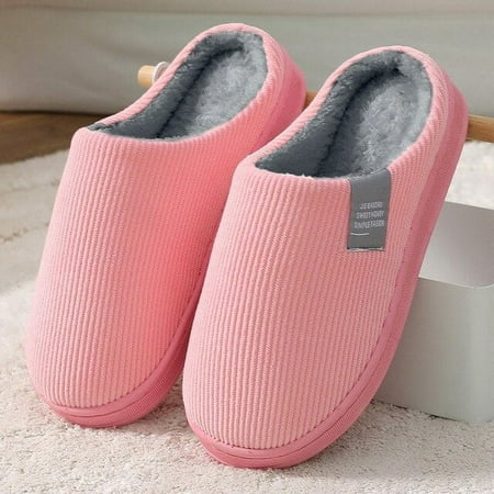 

CoCopeanut 2022 New Women Men House Slippers Winter Warm Soft Sole Non-Slip Indoor Bedroom Couples Home Slippers Plush Corduroy Fur Slides