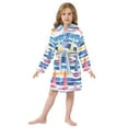 thumbnail image 6 of FORMRS Niños Bathrobe Unisex Hooded Robe Soft Plush Pajamas Sleepwear, Size 2-3T, Red Hand Drawn Sailboats, 6 of 7
