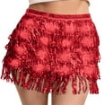 thumbnail image 4 of UQJfacai Sparkly Sequin Fringe Skirt Light Up Tassel Shorts Belly Dance Skirts Rave Festival Outfits for Women, 4 of 6