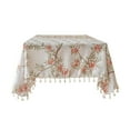 thumbnail image 2 of Euaioeiu Elegant Jacquard Tablecloth with Tassel Floral Birds Print, Waterproof Stain-Resistant Polyester Fabric, 53x39 Inches Rectangular Table Cover for Dining Room Kitchen Party Wedding Decoration, 2 of 6