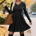 thumbnail image 6 of Bovxnpu Women Long Sleeve Dresses Plus Size Dresses, Long Sleeve Dress for Women Sweater Dress V Neck Empire Waist Tunic Dress Fall Dresses Women Casual Dress with Pockets Spring Fall Outfits, 6 of 9