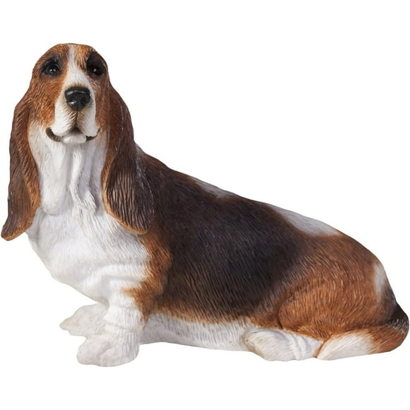 Sculpture de Basset Hound Sandicast, Assis, Petite Taille
