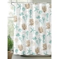 thumbnail image 2 of Coastal Nautical Shower Curtain, Seahorse Coral Starfish Shell Bathroom Decor Curtains Set with Hooks, Aqua Brown Waterproof Fabric Home Accessories， Stall 36 X 78 Inch, 2 of 6