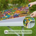 thumbnail image 6 of Easy Clean Floral Square Tablecloth with Elastic Edge, High-Quality Polyester with Waterproof Finish Designed for 36x36 Inch Tables, Protects Tables from Spills and Stains, 6 of 6
