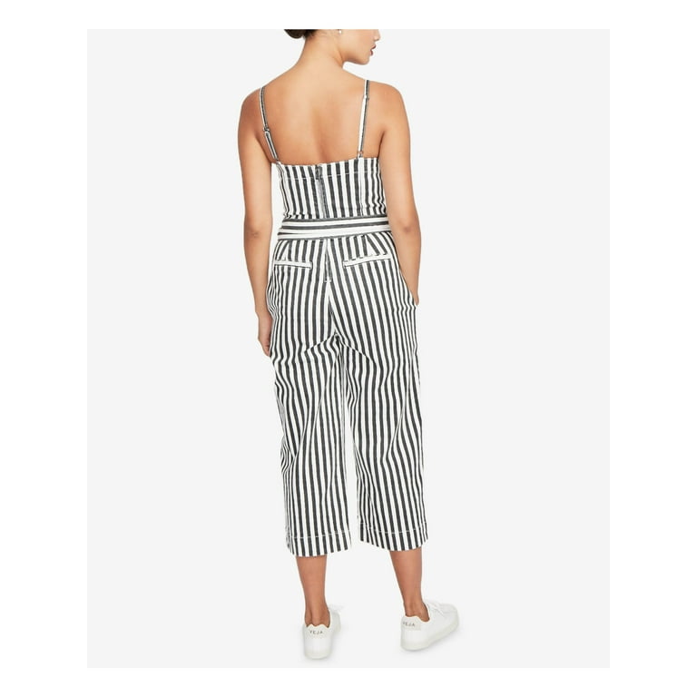 RACHEL ROY 139 Womens New Black White Striped Cropped Jumpsuit 12