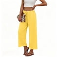 thumbnail image 6 of Tqcoqu Womens Casual Pants Loose High Waist Cropped Palazzo Beach Pants Summer Outfits 2026 Trendy,Yellow Women's S-XXL, 6 of 6