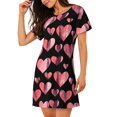 thumbnail image 2 of Easygdp Hearts Camisón de manga corta para mujer, informal, estampado, 2 of 6