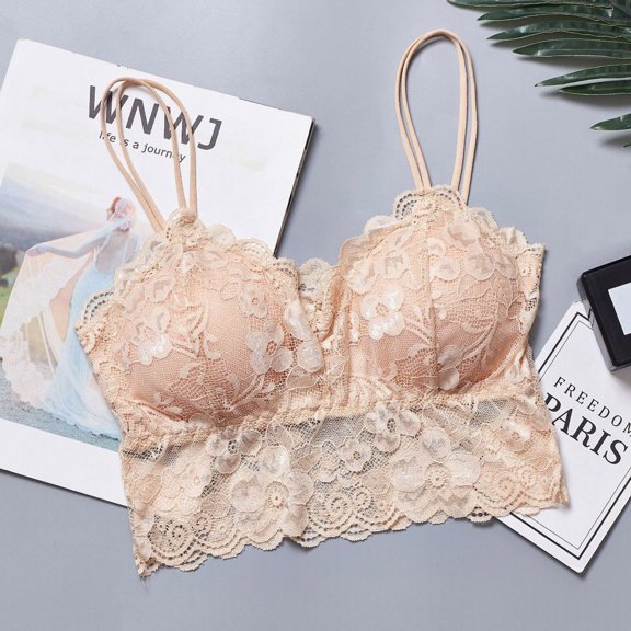 VLOOCKLW Women Strapless Lace Underwear Padded Back Support Plus Size lace bra lingerie