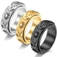 thumbnail image 2 of Stars Sun Moon Rotatable Titanium Steel Ring For Women Geometric Fashion Jewelry Design For Everyday Style Now, 2 of 7