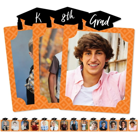Big Dot of Happiness Orange Graduation 8 x 10 inches K-12 School Photo Holder - DIY Party Decor - Picturific Display