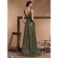 thumbnail image 5 of Olive Green Sequin Embroidered V-Neck Sleeveless Maxi Evening Gown, 5 of 30