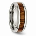 thumbnail image 4 of White Stainless Steel Ring Band Wedding Clear Wood Comfort, 4 of 6