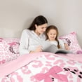 thumbnail image 5 of Erosebridal Leopard Letter O Initial Monogram Queen Bedding Sets For Cheetah Lover,Cute Bowknot 7pcs Bedding Comforter Set For Kids,Pink Reversible, 5 of 7
