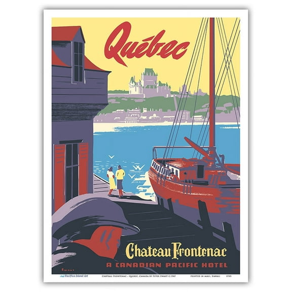 Château Frontenac - Quebec Canada - Canadian Pacific Hotel - Vintage Travel Poster by Peter Ewart c.1947 - Master Art Print (Unframed) 9in x 12in