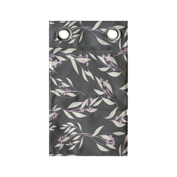 Floral Hanging Pocket Organizer, Botanical Composition of Eucalyptus Flower Herbal Minimalistic Pattern, Printed Polyester Storage Bag with Pockets, 9" x 27", Charcoal Grey Pale Pink