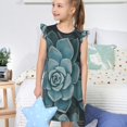 thumbnail image 4 of Balery Blue Color Cactus Camisón de princesa para niñas, pijama de algodón con mangas abullonadas, suave y bonito.-X-Large, 4 of 6