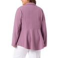 thumbnail image 3 of Agnes Orinda Women's Plus Size Blazer Button Notch Panel Ruffle Peplum Blazers 2X Purple, 3 of 6