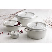 Staub Cast Iron 5.5-qt Round Cocotte - White Truffle