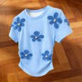 thumbnail image 2 of DeHolifer Women's T-Shirts Casual Floral Short Sleeve Crewneck Summer Lightweight Tee Shirts Sky Blue 3XL, 2 of 5