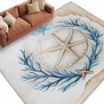 thumbnail image 2 of 5'x8' Area Rugs, Blue Beige Coastal Indoor Outdoor Area Rug for Living Room Bedroom, Beach Nautical Coral Starfish Shell Washable Bathroom Rugs Kitchen Floor Carpet Mats Home Decor Aesthetic, 2 of 8
