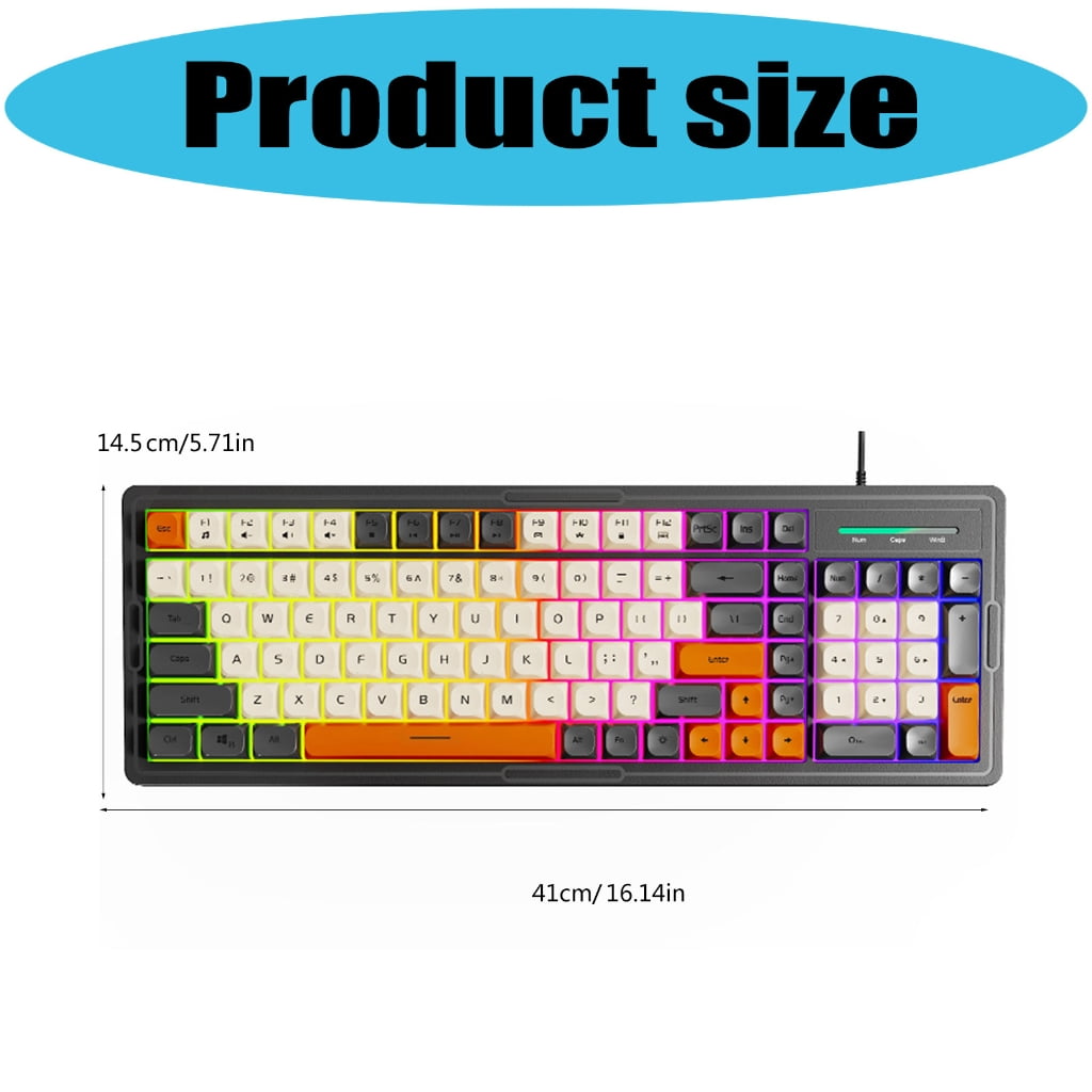 Color Backlit Computer Keyboard Mechanical Feel Responsive Lightweight and Splashproof Design for Work and Gaming