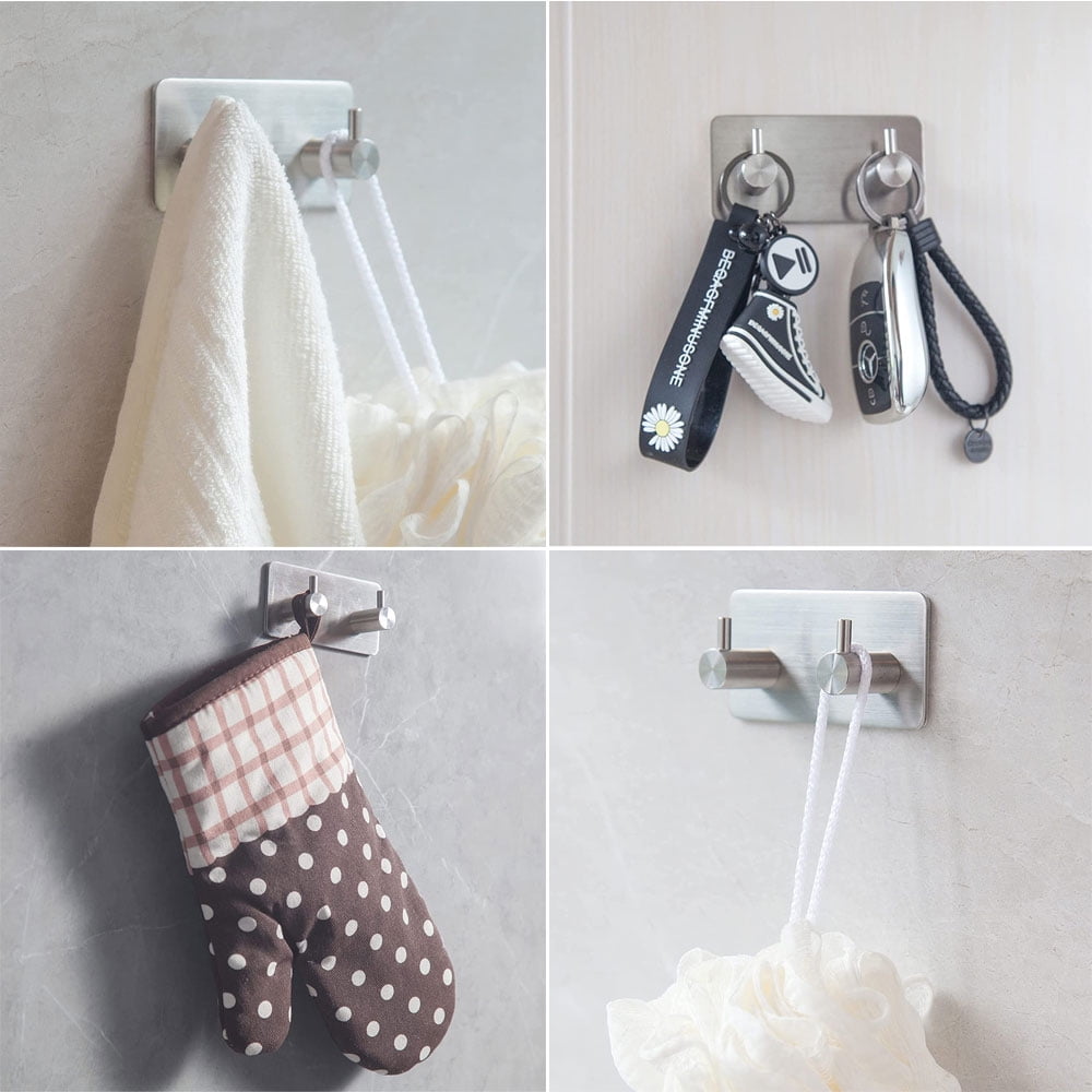 Adhesive Hooks, Hooks for Hanging Wall Hanger Towel Hooks Heavy Duty Ideal  for Bathroom Shower Kitchen Home Door - Style:Style 3 