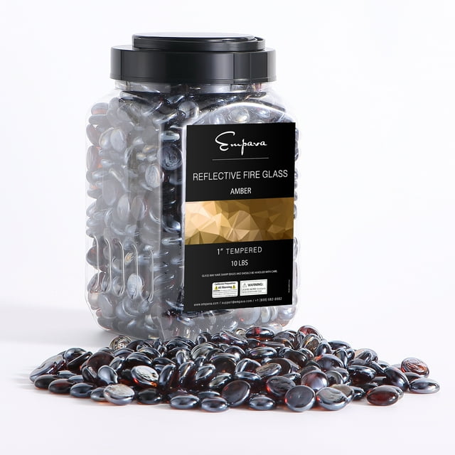Empava 10 Lb Perles en Goutte Ambre de 1,0 Po Verre Réfléchissant contre le Feu, 10 Lb