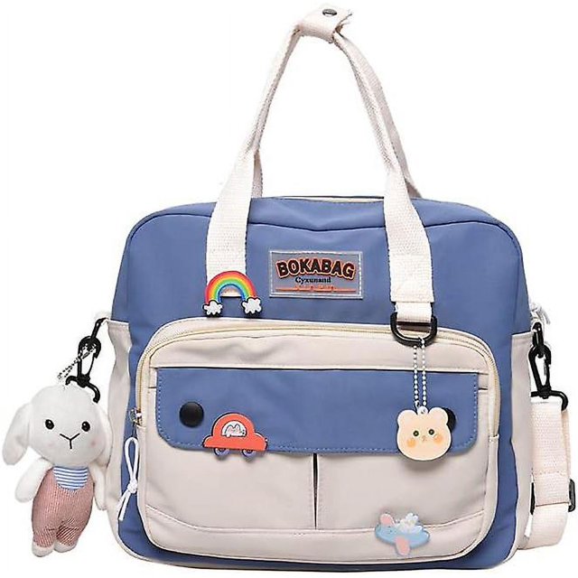 Lindos Bolsos Mochila Kawaii Bolsa De Mensajero para La Escuela,Mochilas Estéticas Computadora Portátil Multifunción Ita Japonesa para Adolescentes Niñas Niños-Azul
