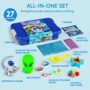 Klever Kits Sensory Bin, Outer Space Themed with Glow-in-The-Dark Alien Figure, Play Sand Toy Gifts for Boys Girls Age 3+