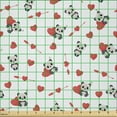 thumbnail image 2 of Ambesonne Love Fabric by the Yard Microfiber, Panda with Hearts, 5 Yards, Vermilion Beige Black, 2 of 2
