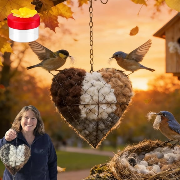 Alpaca Fiber Bird Nesting Heart, Hummingbird Nest Material Set