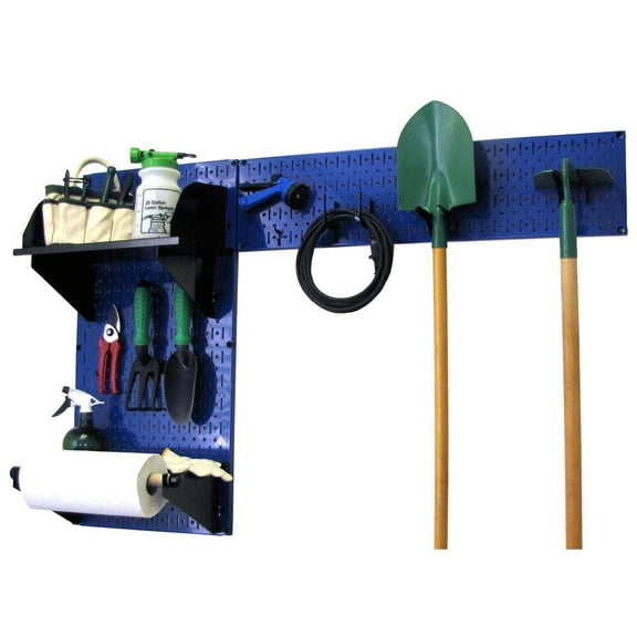 Wall Control Pegboard Garden Tool Board Organizer with Blue Pegboard and Black Accessories