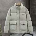 thumbnail image 3 of Chaqueta de plumón de piel sintética para hombre, nueva chaqueta corta de marca de moda de alta gama de invierno, 3 of 5