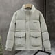 thumbnail image 3 of Chaqueta de plumón de piel sintética para hombre, nueva chaqueta corta de marca de moda de alta gama de invierno, 3 of 5