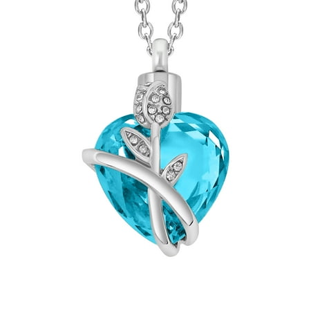 - SmartChoice Urn Keepsake Rhinestone Necklace Rose Heart Pendant for Cremation Ashes with Beautiful Presentation Gift Box, Elegant Memorial Jewelry with Stainless Chain and Accessories,